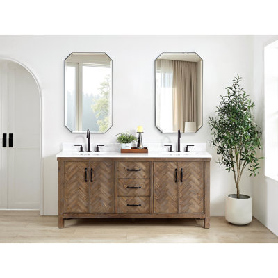 Ensemble de meuble-lavabo double autoportant 72 po avec miroir Javier