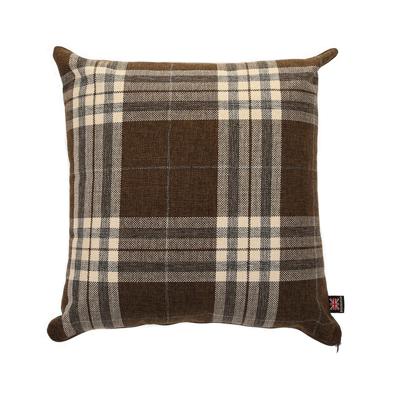 Chagnon Plaid Square Cushion, 43cm x 43cm, Brown