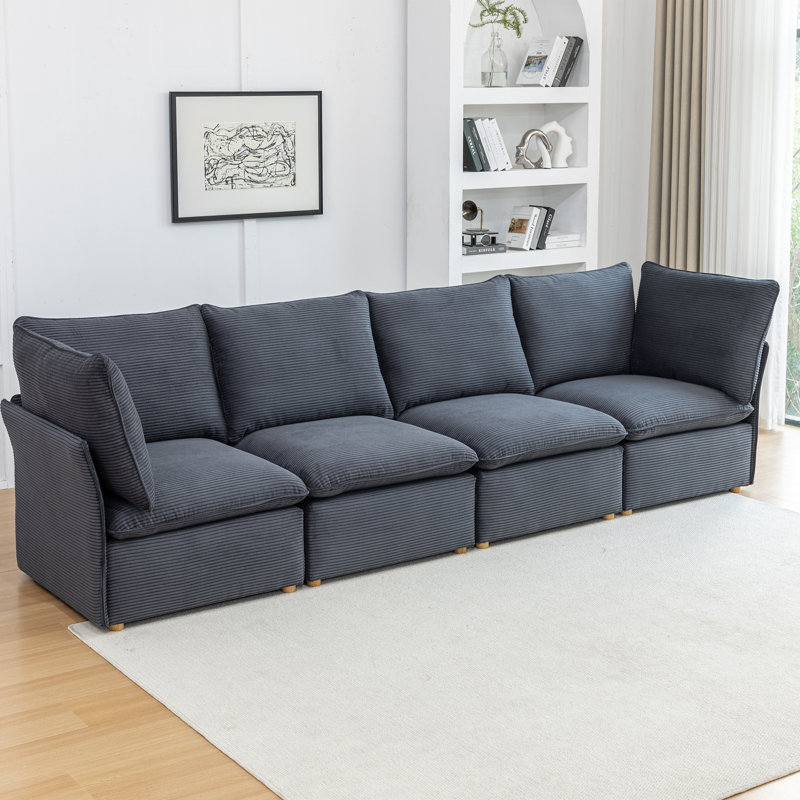 Canapé modulaire Hepworth Dejohn, H 36 po x l 125 po x P 33 po, 4, Gris
