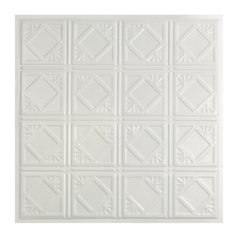 Tuile de plafond Great Lakes Tin Ludington 2 pi x 2 pi, Blanc mat