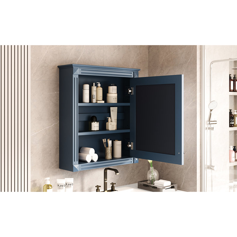 Armoire de rangement de salle de bain 24 po x 27 po avec miroir, fixation murale, tablettes réglables, économiseur d'espace, articles de salle de bain modernes et économiseur, salle de bain