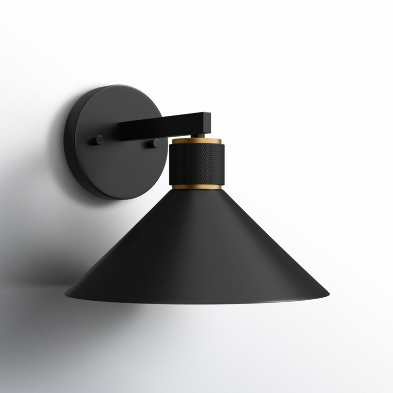 Stoneham 8.5 in. H 1-Light Matte Black and Gold Contemporary Outdoor Wall Sconce, Durable Metal Shade, LED Compatible, Dark Sky Compliant, Use for Exterior Porch Patio Front Door or Garage