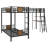 L-Shaped Twin over Twin Bunk Bed with Loft, Desk & Shelves, Metal & MDF, Brown