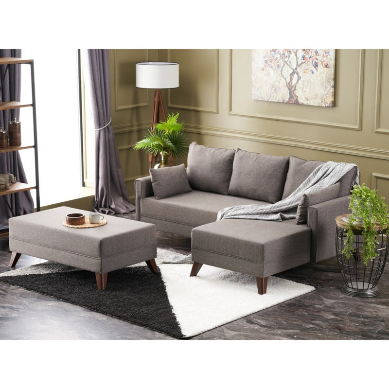 Canapé-lit de 80,7 po Zeba, Polyester à 100 % de couleur brune, Orienté à droite