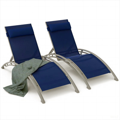 Ensemble de chaise longue d'extérieur, chaises de patio inclinables avec dossier réglable et coussin amovible pour la piscine intérieure et extérieure