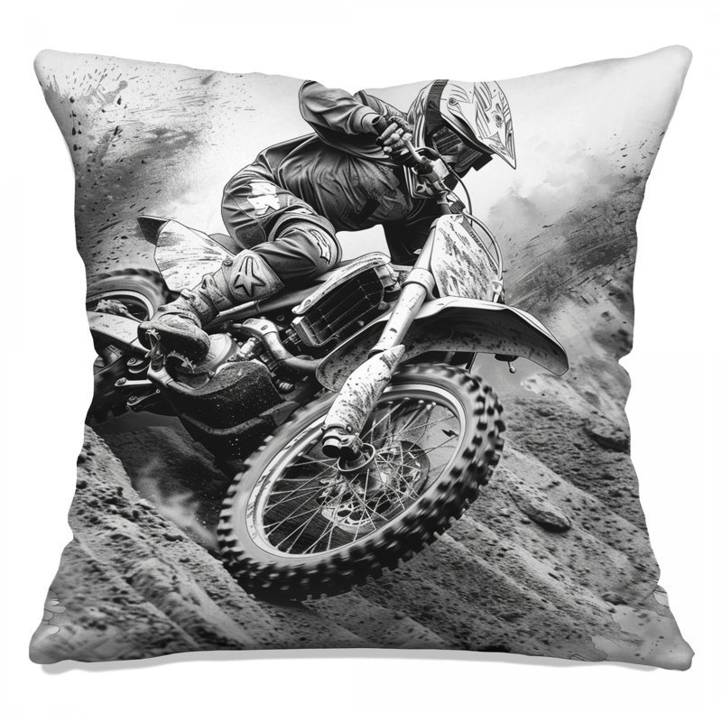 Coussin Motocross, 18 po x 18 po