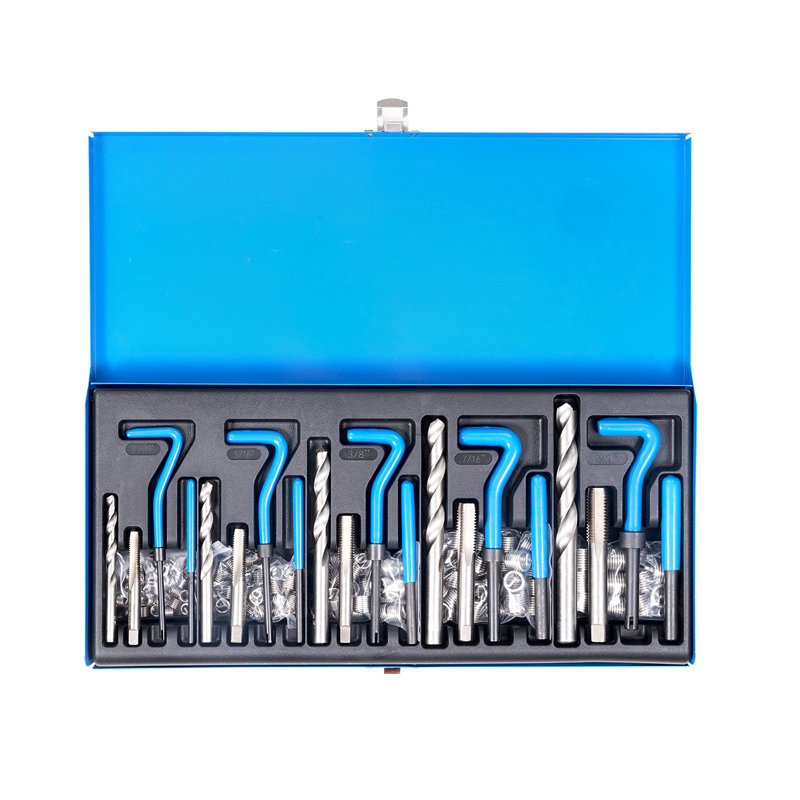Trousse de réparation de 131 pièces pour la fixation de fils striés, endommagés ou usés, comprenant des mèches et des robinets fabriqués à partir d'acier inoxydable