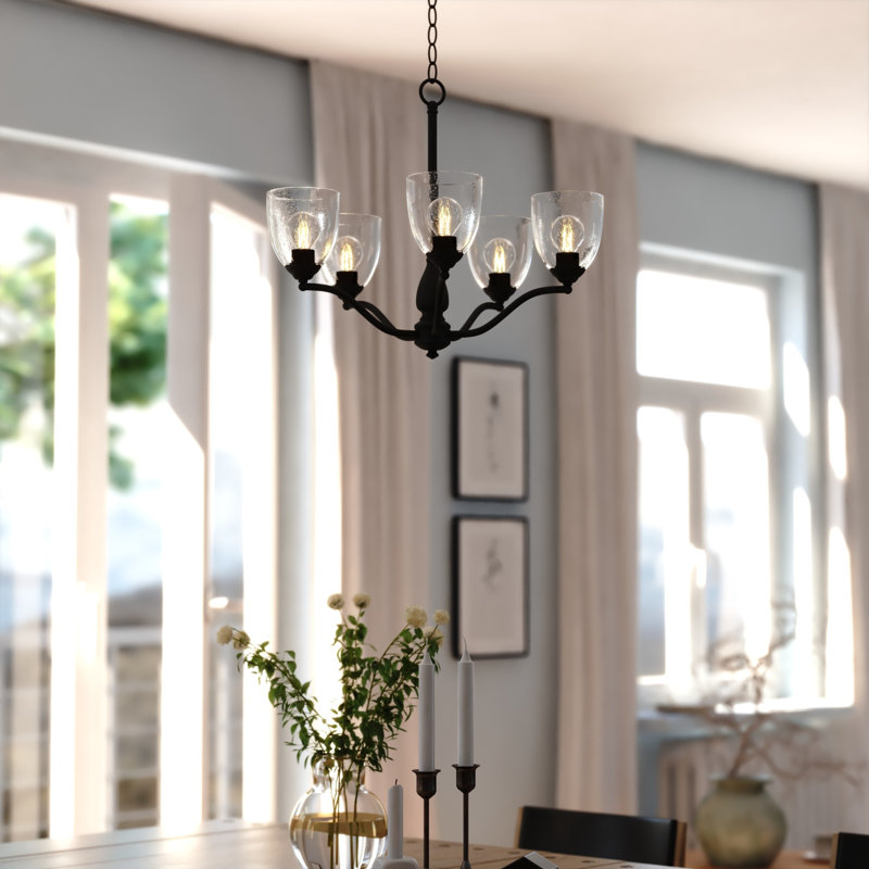 Bellwood 5-Light 24.5 In. Wide Traditional Chandelier, LED Compatible, Adjustable Height, Hanging Ceiling Pendant Fixture For Dining Table Kitchen Entryway Bedroom Island Foyer