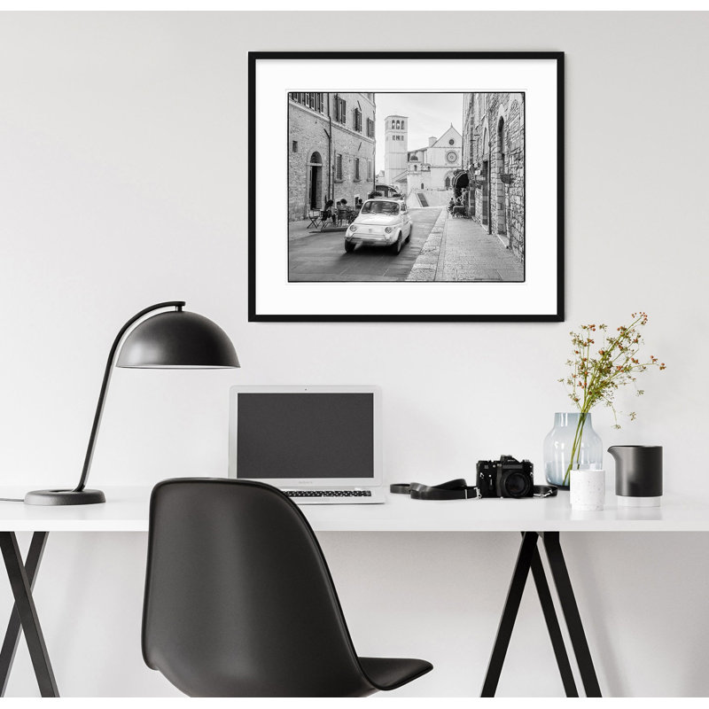 Italian Wedding Fiat - Picture Frame Photograph, Black Framed, 29.5" H x 35.5" W