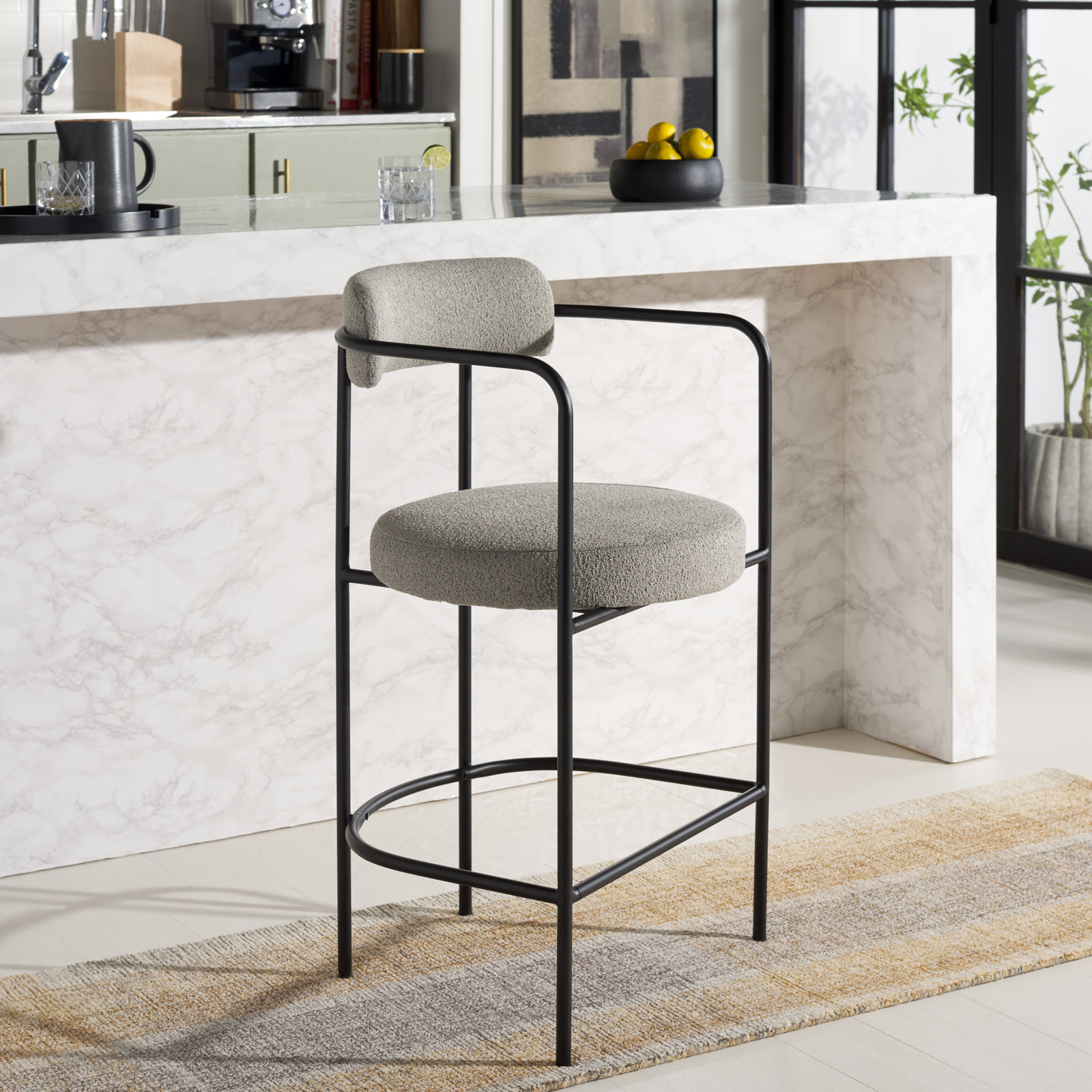 Liana Upholstered Counter Stool, Gray