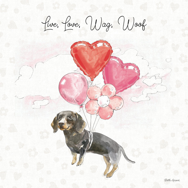 «Paws of Love V Pink» par Beth Grove - reproduction d'art sur toile tendue, H 30 po x l 30 po, Oui, Cadre simple noir