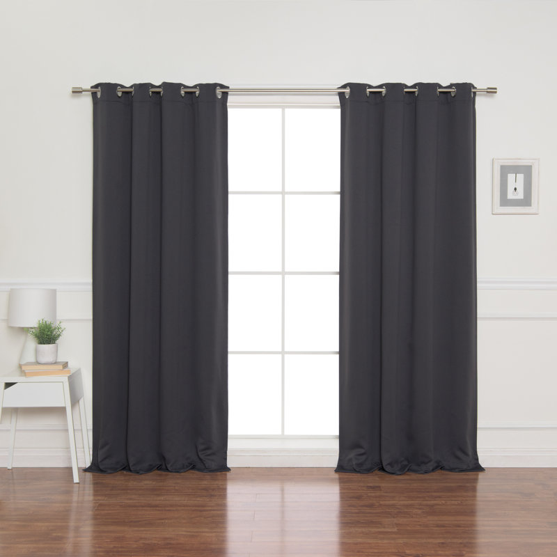 Schaeffer Solid Blackout Thermal Grommet Curtain Panels, Dark Gray, 52" W x 108" L