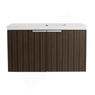 Armoire de salle de bain 36 po avec lavabo en résine, portes à fermeture douce, conception à fixation flottante