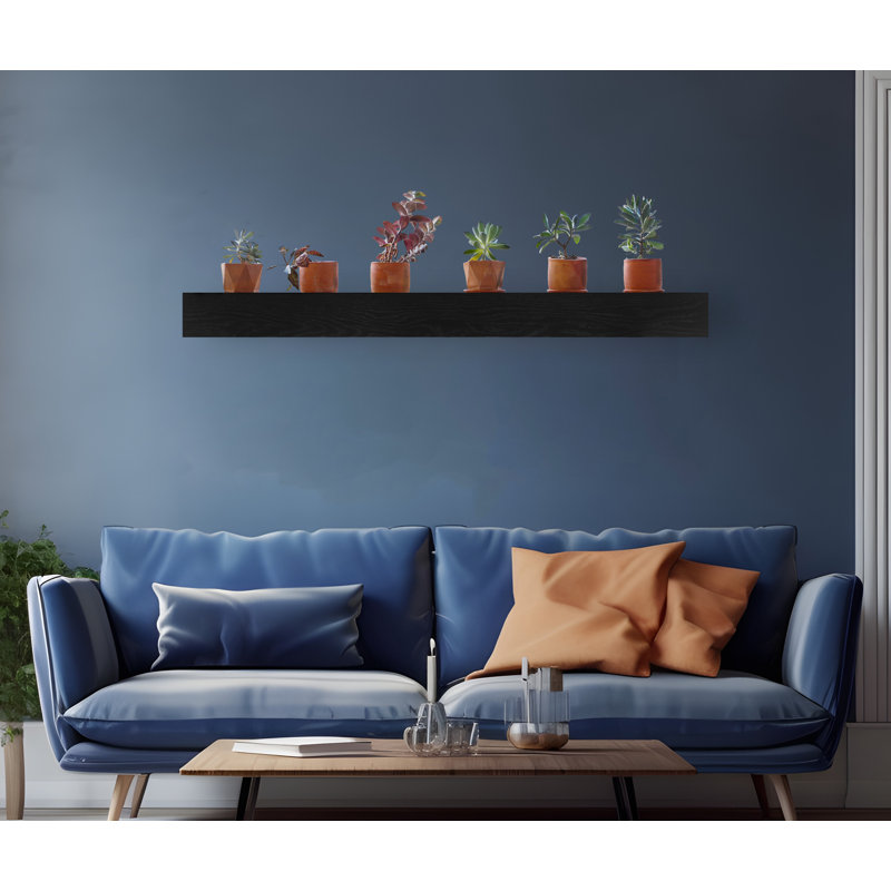 Rayons flottants avec support en métal Rayne, Noir, H 6 po x l 66 po x P 7 po
