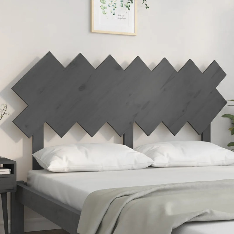 Solid Wood Headboard, Grey, 141 x 80.5 cm