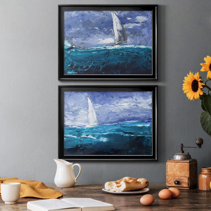 Sail Ho I - ensemble de 2 reproductions de cadres photo, Noir, H 30,5 po x l 45 po x P 1 po