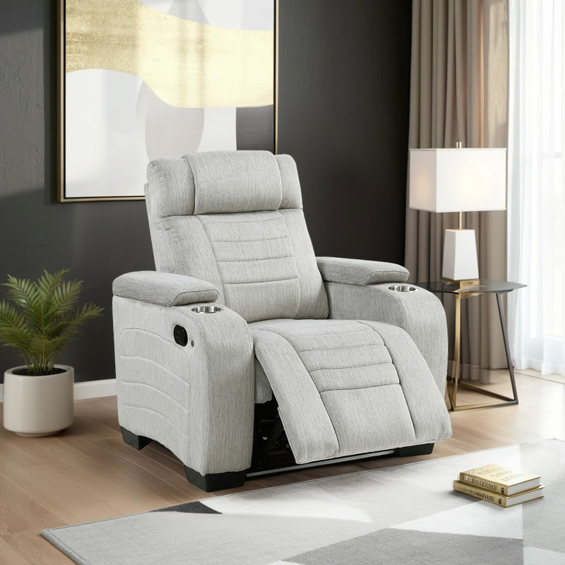 Chaise inclinable en microfibre texturée et moderne de 38,5 po Henline