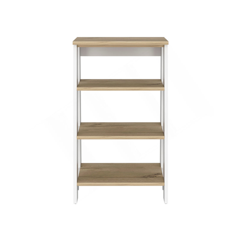 Linen Cabinet, Two Interior  Shelves, Two Open Shelves, Single Door, White/Natural