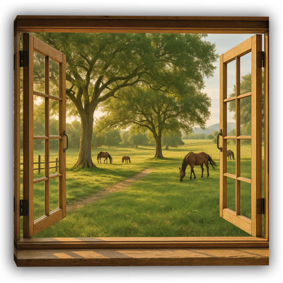 Morning Meadow – Horses Grazing Canvas Wall Art