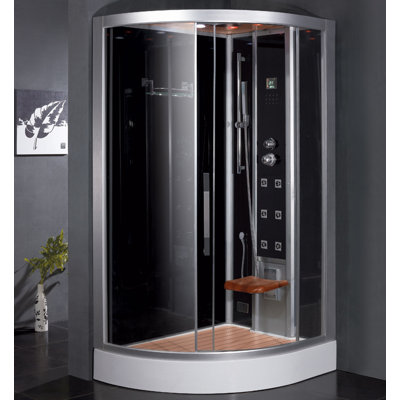 Douche à vapeur ronde encadrée H 89 po x l 47,7 po Platinum