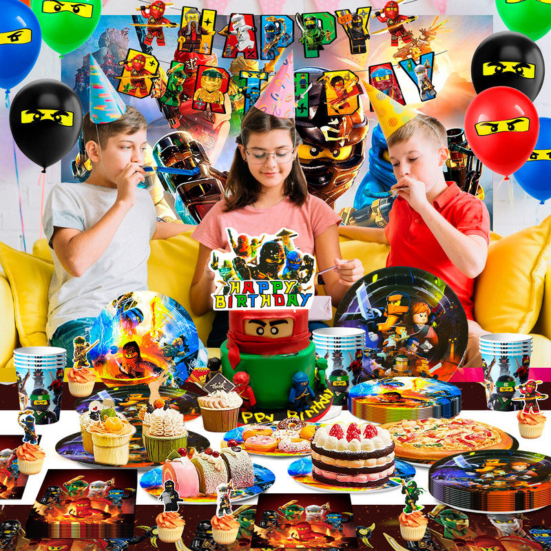 Ninjago Birthday Decorations,Ninjago Party Decorations&Ninjago Party Tableware Set