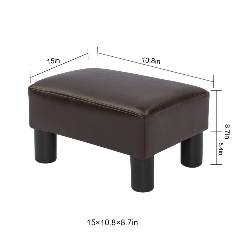 Rayna Faux Leather Ottoman, Brown Faux Leather