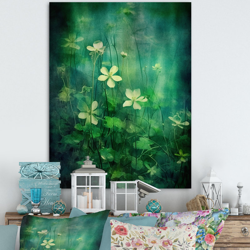 «Green Wilflowers I» sur toile, H 44 po x l 34 po x P 1,5 po, Toile tendue