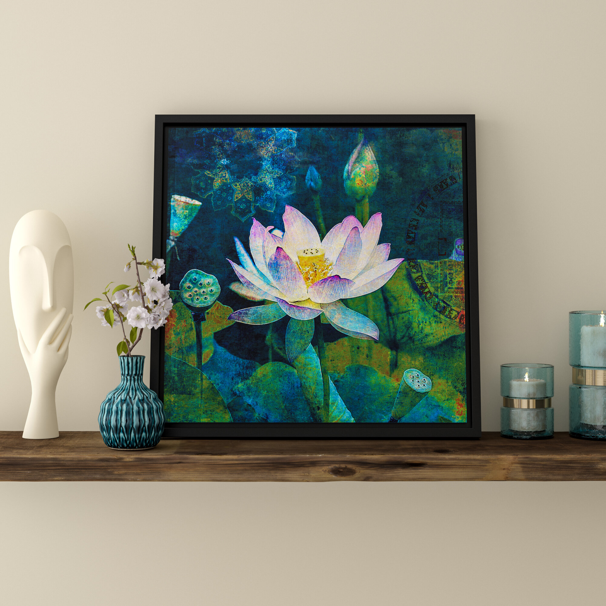 Bungalow Rose Lotus Blossom Painting on Canvas & Reviews