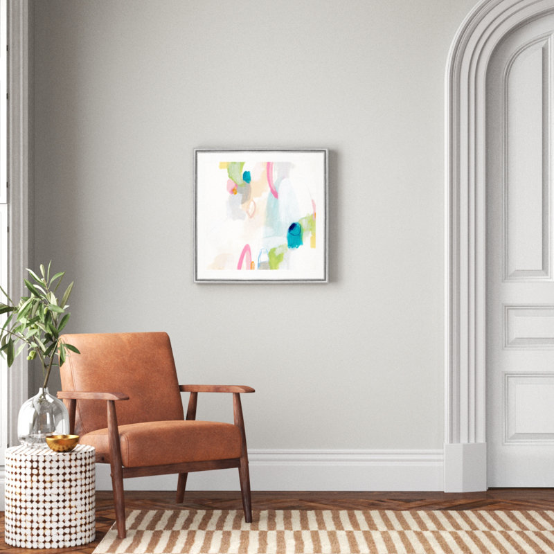 Peinture sur toile, Impression encadrée avec passe-partout, H 26,5 po x l 26,5 po, Argent argent