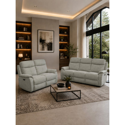 Richmond 3 + 2 Power Recliner Sofa Set, Chenille Natural