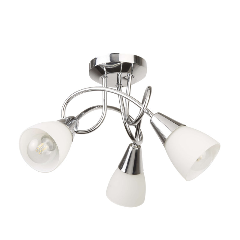 Mya Glass Semi Flush Mount, Polished Chrome