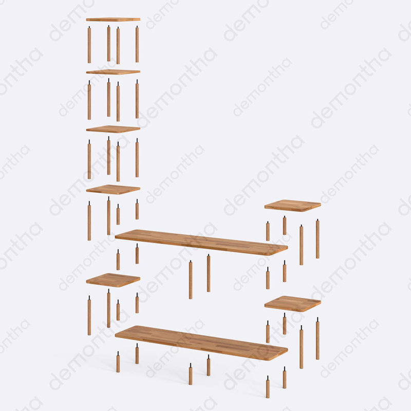 Hudson Wooden TV Stand With Asymmetrical Bookshelves, Open Design, 88.2"