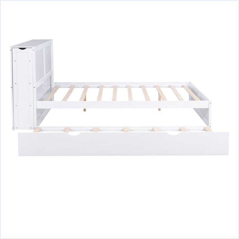 Lit plateforme avec rangement et tablettes gigognes, Grand lit