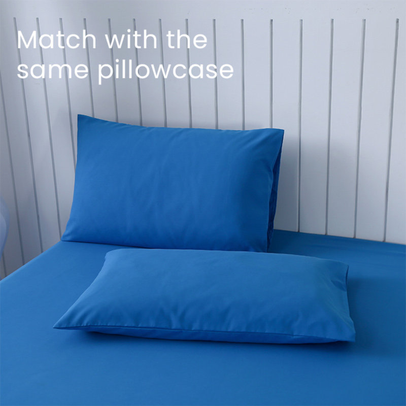 Solid Color Fitted Sheet Set -  Sapphire Blue - King (198x203 cm) (3PCS), Sapphire Blue, King