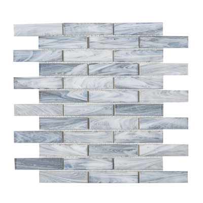 Dorian 1" x 4" Beveled Glass Brick Joint Mosaic Kitchen Backsplash, Bathroom, Shower, Wall and Floor Tile