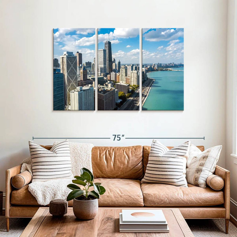 Sebbie, Chicago, front de mer, horizon, H 36 po x l 57 po