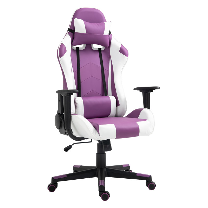 Inbox Zero Reclining and Adjustable Height PC & Racing Game Chair, Purple/White
