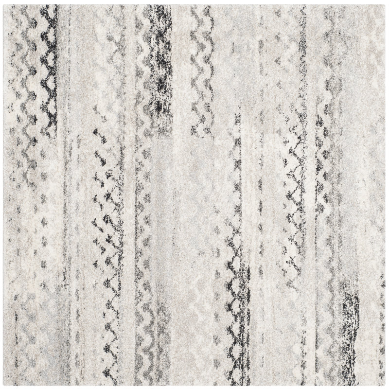 Tapis performance à motif abstrait rétro Sabang, Carré 4 pi