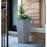 Valencia Tall Stone Composite Pot Planter with Plant Shelf