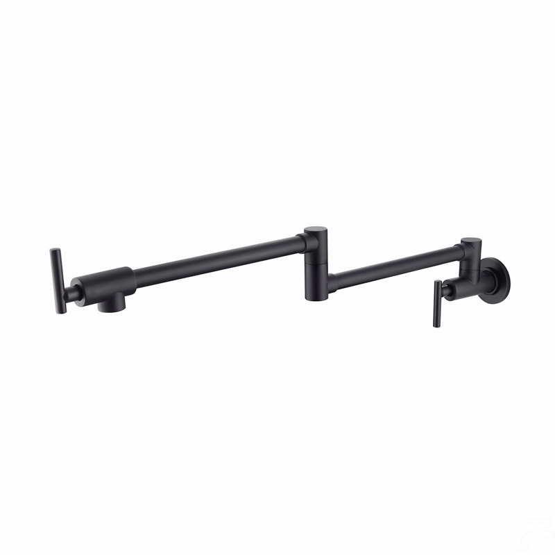 Wall Mount Folding Kitchen Pot Filler Faucet, Matte Black