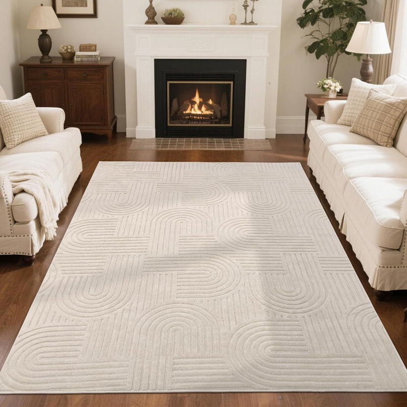 Tapis à poils longs doux et moelleux, Beige, Rectangle 6 pi x 9 pi