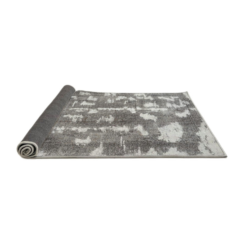 Tapis contemporain gris, Rond 8 pi