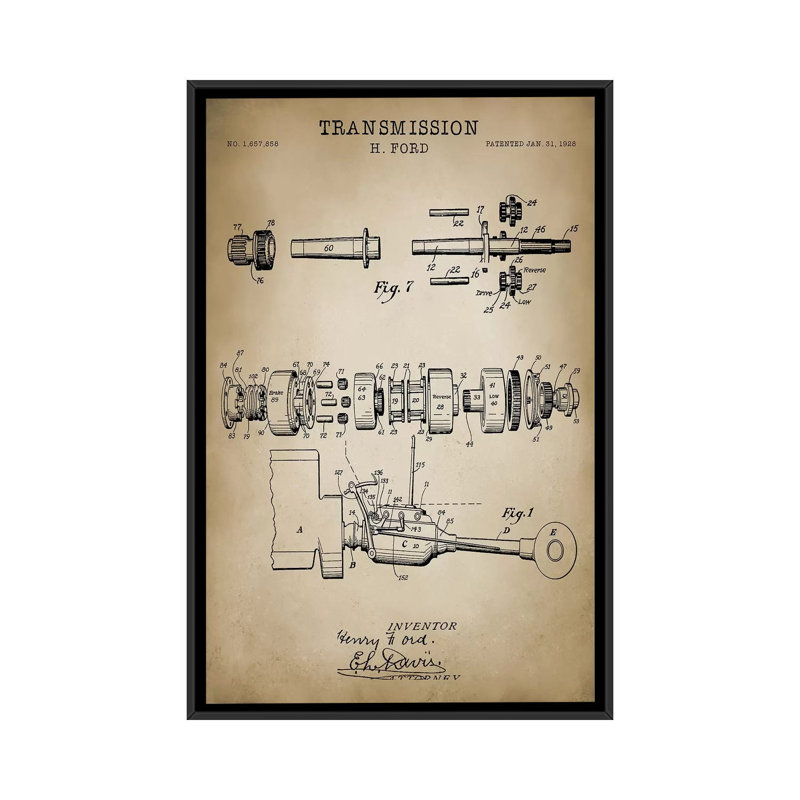 «Ford Transmission, 1928», impression sur toile, H 26 po x l 18 po x P 1,5 po, Toile avec cadre noir