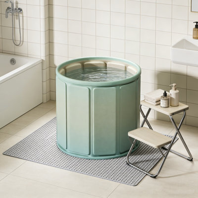 Baignoire pliante Lake Water Green, baignoire de trempage compacte pour balcon et petite salle de bain, baignoire spa en PVC durable, P 31,5 po x H 25,5 po