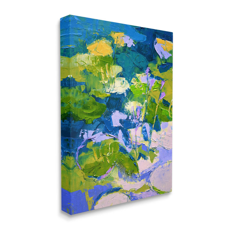 «Bold Pond Botanicals Lotus Flowers» par Dorothy Fagan - peinture sur toile tendue, H 20 po x l 16 po x P 1,5 po