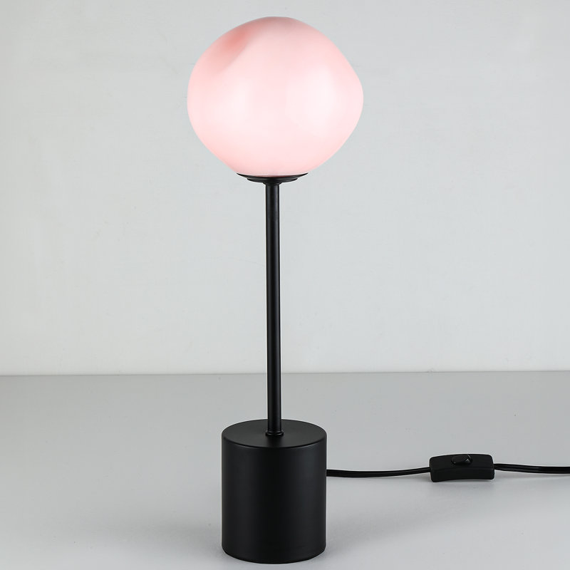 Lampe de table artistique en verre 18 po avec abat-jour en forme de globe soufflé à la main, lumière douce, éclairage décoratif moderne pour la chambre à coucher, le salon et la décoration d'appartement