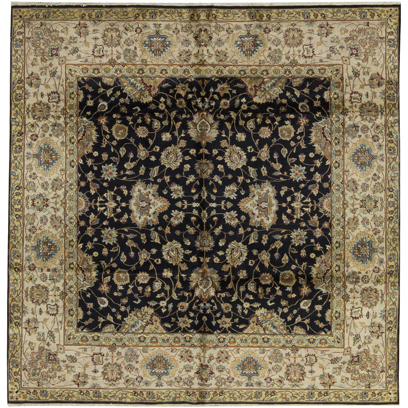 Tapis crème et brun noué à la main de haute qualité