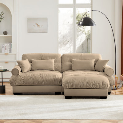 Canapé en velours avec coussins de taille et coussins décoratifs, convient au salon, au loft, aux espaces de travail, au couloir et à la chambre à coucher