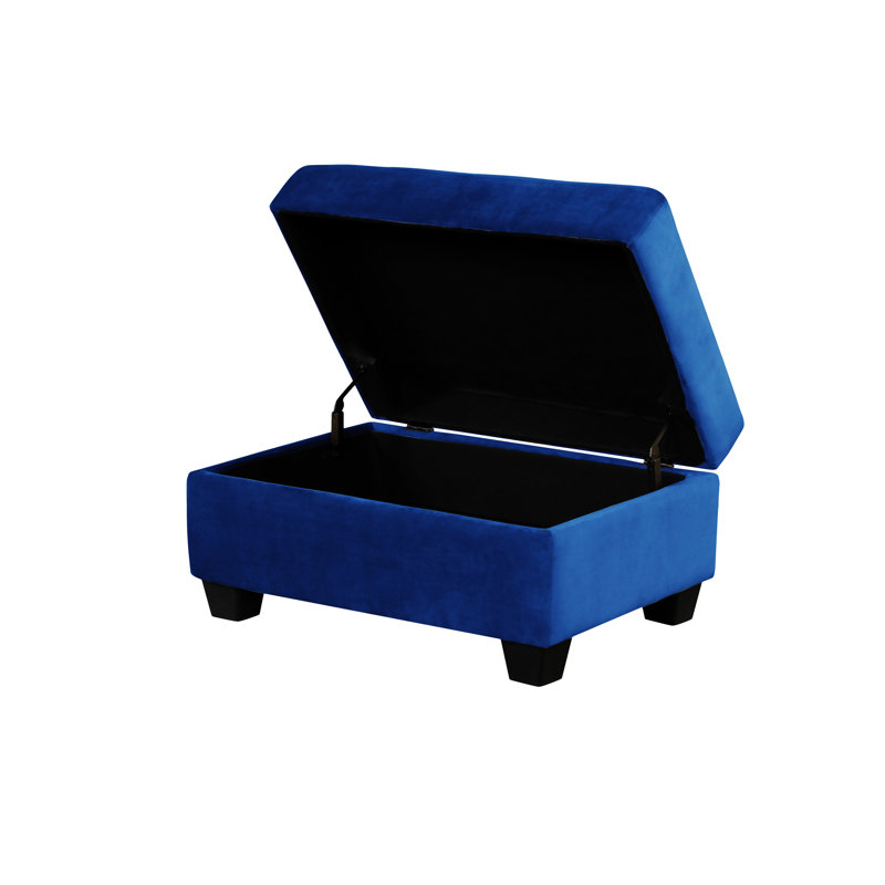 Repose-pieds rectangulaire rembourré Adbiel, Velours bleu marine