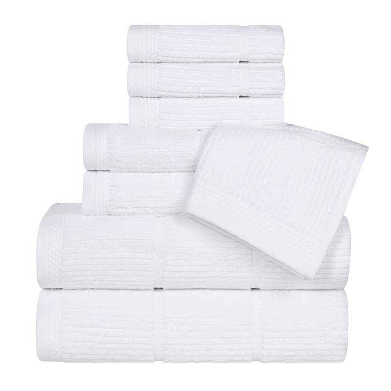 Ensemble de serviettes de bain 8 pièces Milo Smart Twist Viscose, Blanc, Ensemble de serviettes 8 pièces